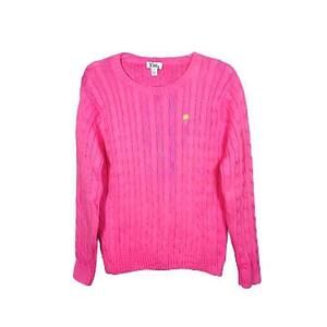 Vintage Lilly Pulitzer Size M Sweater Pullover Pink Bubblegum Cable Knit Logo